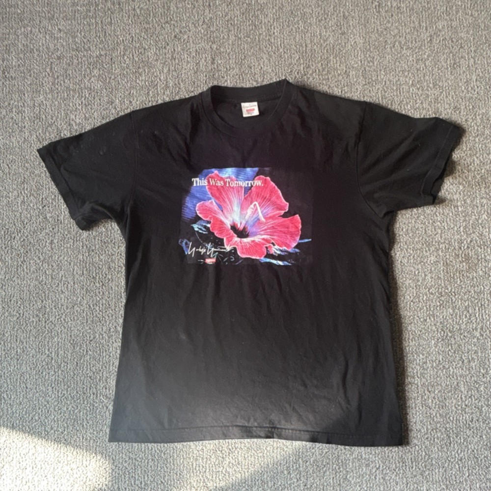 Supreme Yohji Yamamoto This Was Tomorrow Flower Graphic Black Cotton T-Shirt M