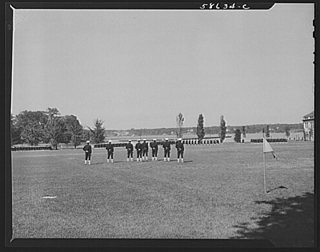 Photo:Military Cadets Parade Field 1930s Uniform Formation Lawn