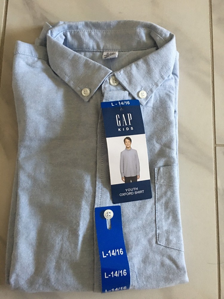 Gap Kids, Youth Oxford Shirt, Size L (14/16), Long Sleeves, Blue, New