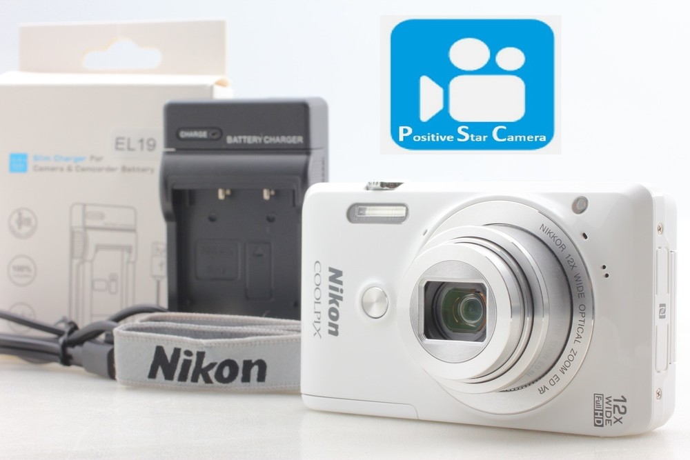 🎦VIDEO👀✨Top MINT✨ Nikon COOLPIX S6900 Glossy White Digital Camera From JAPAN