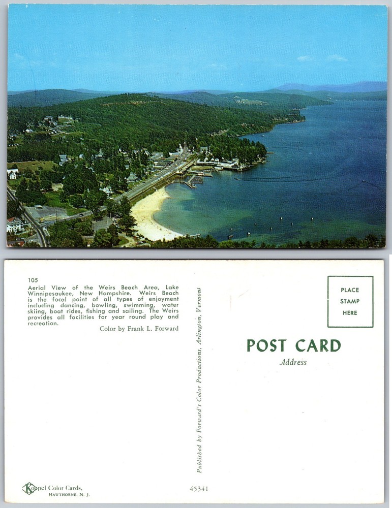 Weirs Beach Lake Winnipesaukee Aerial View Postcard
