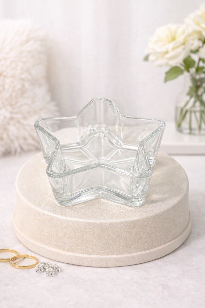 Star Candy Trinket Nut Serving Dish Clear Glass 5.75