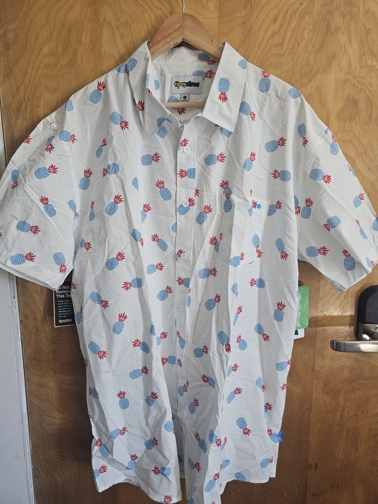 Tipsy Elves 4th Of July Shirt Button Up NWT Flag Pineapple Size XXL