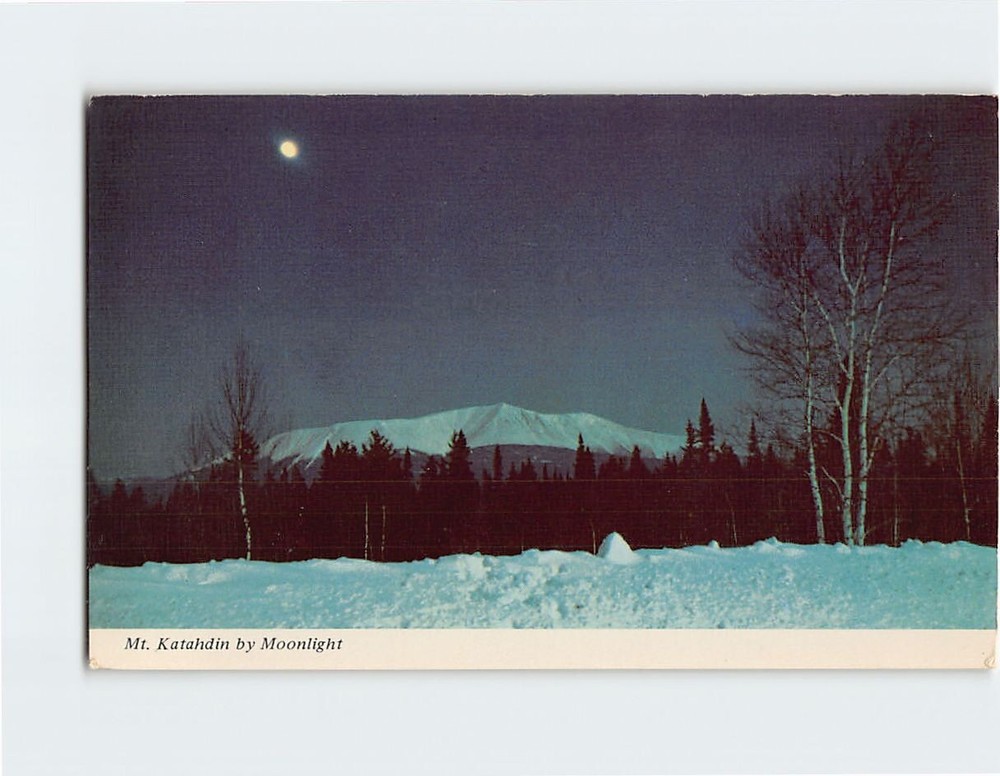 Postcard Mt. Katahdin by Moonlight Maine USA