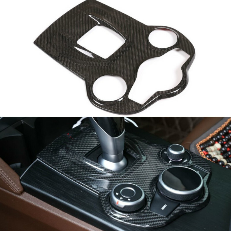 Real Carbon Fiber Gear Shift Trim Cover Fit for Alfa Romeo Giulia Stelvio 17-20
