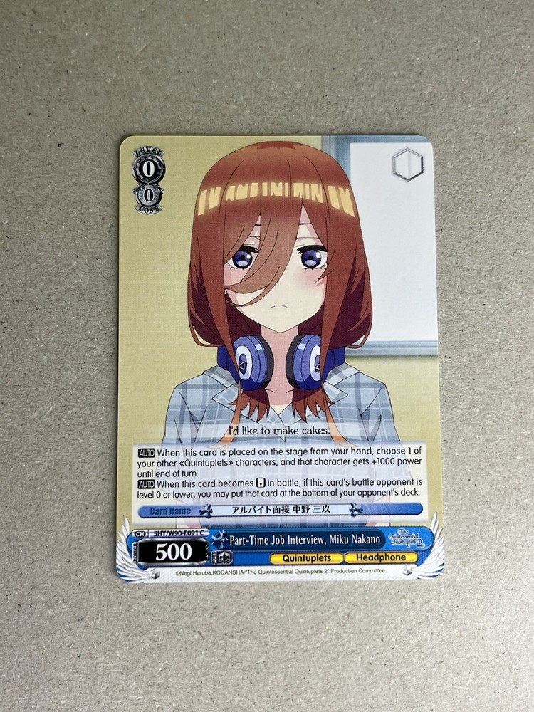 Weiss Schwarz The Quintessential Quintuplets 2 5HY/W90-E091 C Miku Nakano