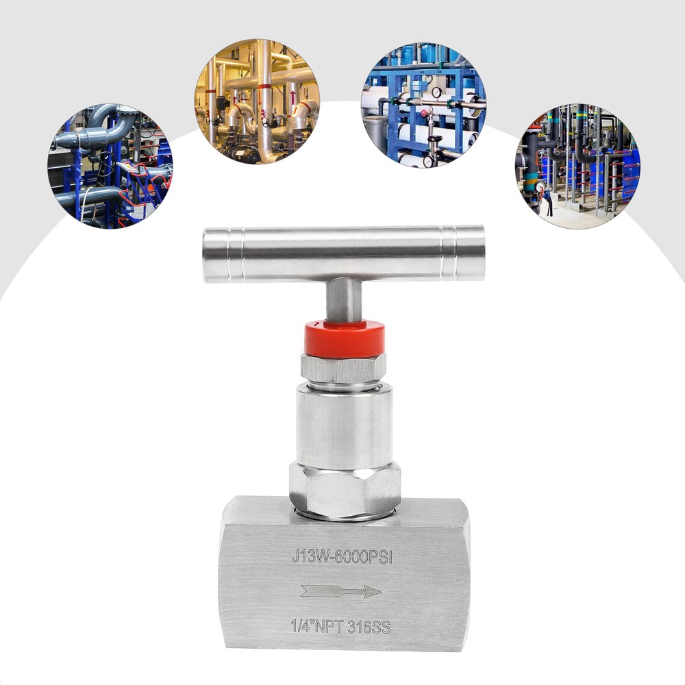 Needle Valve 6000 PSI Stainless Steel Straight Industrial Hydraulic 1/4