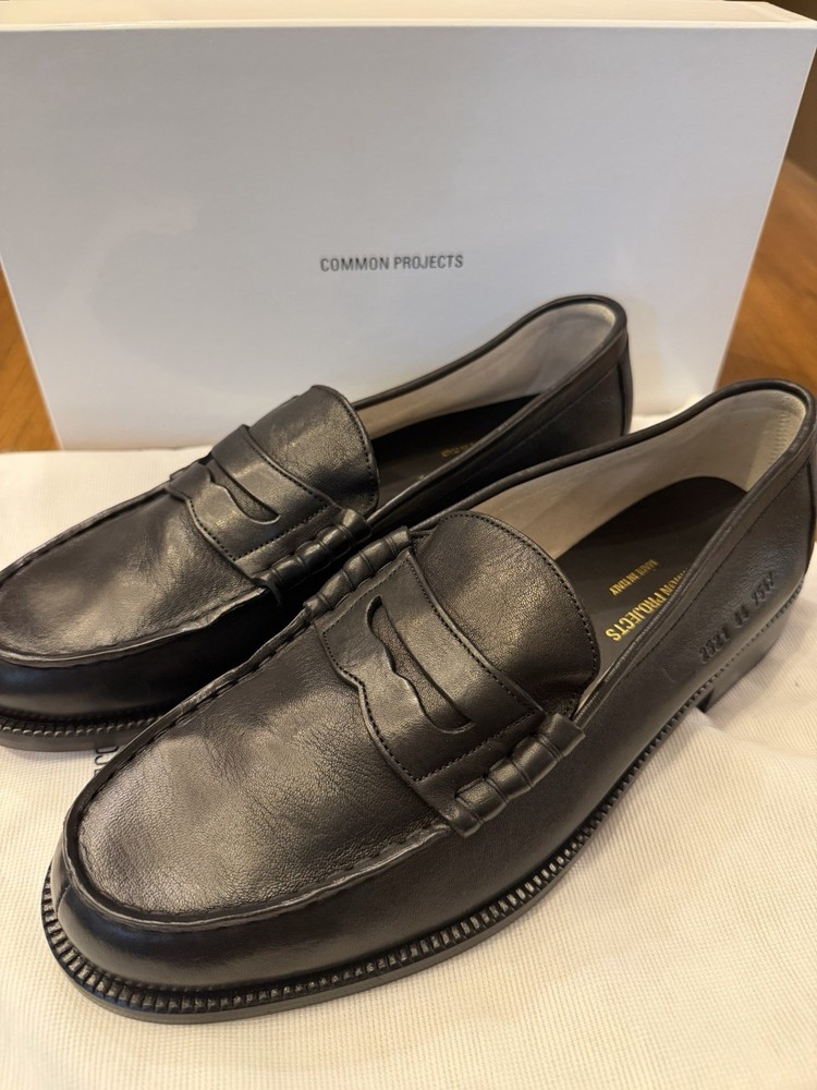 Common Projects Black Soft Leather Penny Loafer Men's EU 44