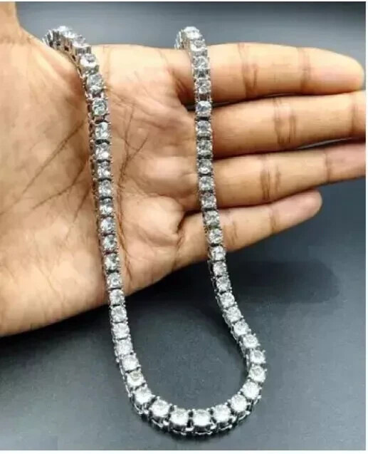 22Ct Lab-Created Diamond Tennis Necklace in 14K White Gold for Women