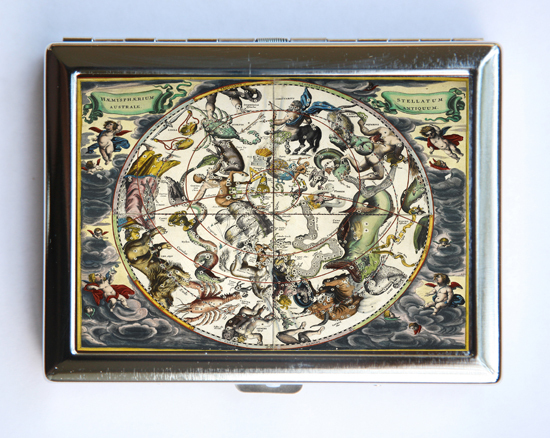 Zodiac Constellations Cigarette Case Wallet with Astrological Signs