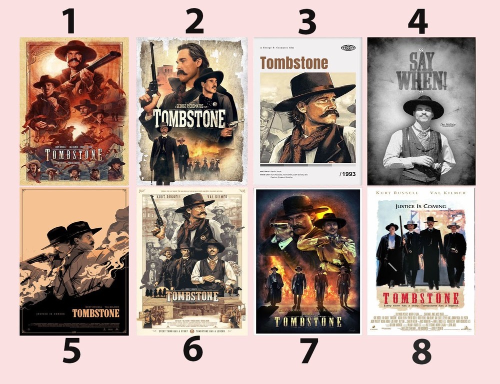 Tombstone 1993 Western Movie Classic Vintage Art Poster Collection