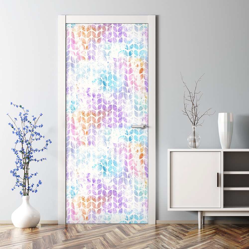 Removable glitter leaf door sticker for colorful vibrant nursery decor