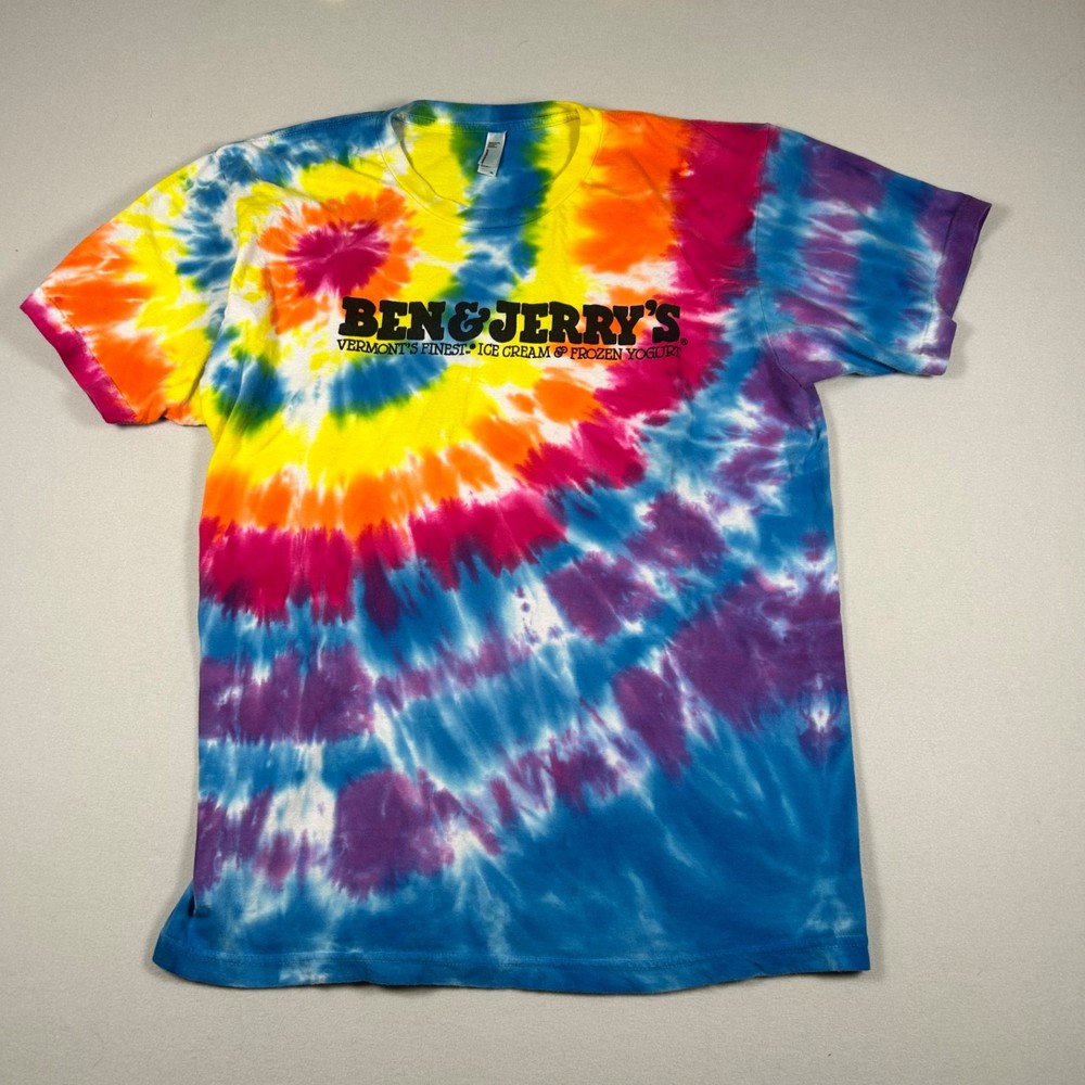 Ben & Jerry’s Tie Dye T-Shirt XL Rainbow Spiral Logo Graphic Made in USA