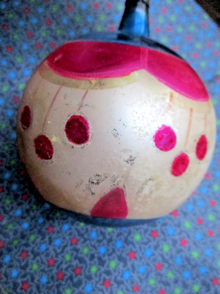 Vtg Poland Mercury Glass Christmas Ornament Pink & Blue HUGE 3.5