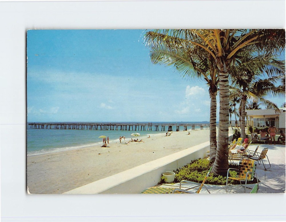 Postcard Beautiful Beach and Fishing Pier Lauderdale-by-the-Sea Florida USA