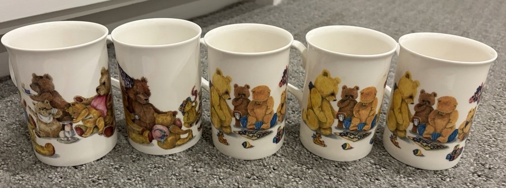 1992 Roy Kirkham Teddy Bears Decor Cups w/ Handles Fine Bone China England