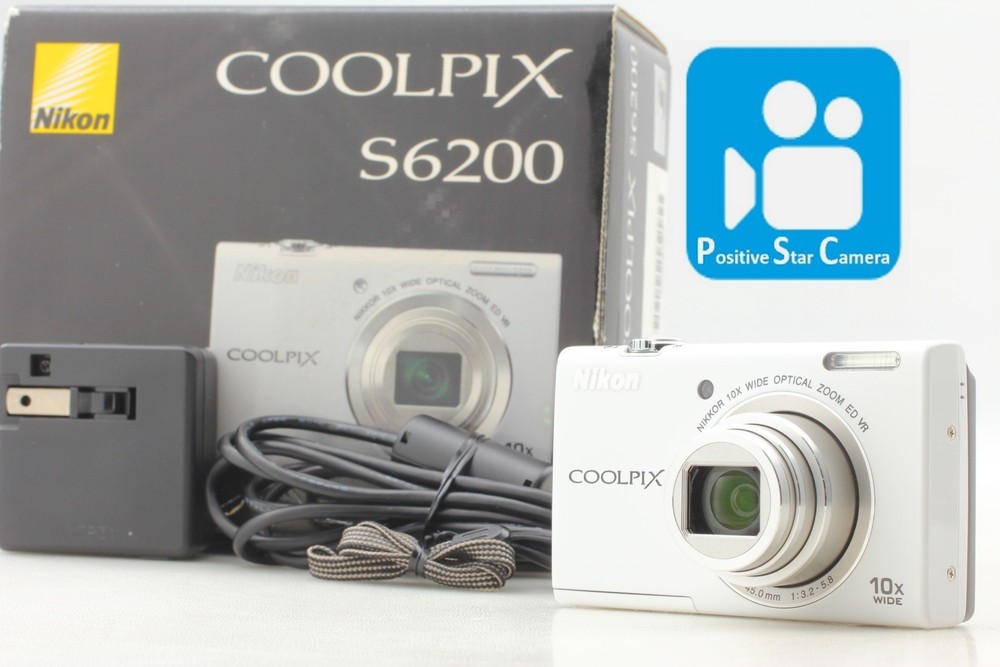 🎦VIDEO👀✨MINT✨ Nikon Coolpix S6200 White 16.0MP 10x Digital Camera From JAPAN