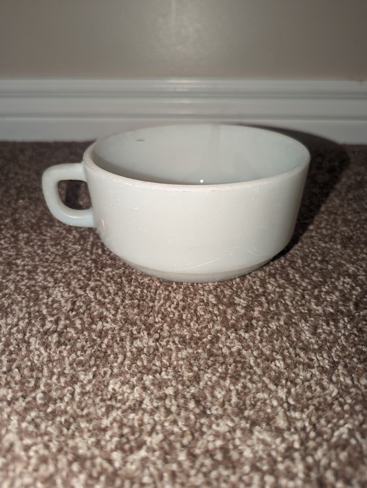 Vintage Fire King Anchor Hocking White Ovenproof Mug Soup Bowl Preowned