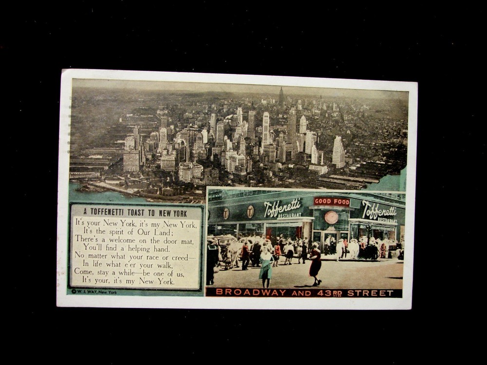 VINTAGE POSTCARD TOFFENETTI'S RESTAURANT BROADWAY 43rd STREET NEW YORK