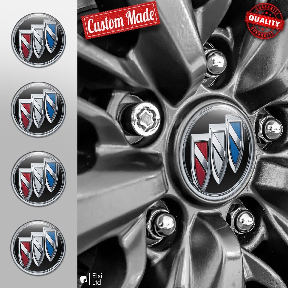 Buick Decals | 4pcs Set Wheel Cap Stickers | Custom Made Rim Emblems
