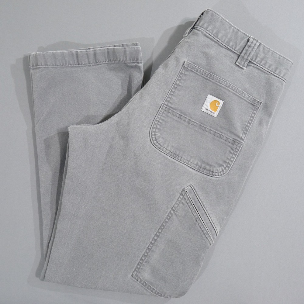 Carhartt Rugged Flex Pants Adult 34x32 Gray Canvas Jeans Relaxed Fit Workwear
