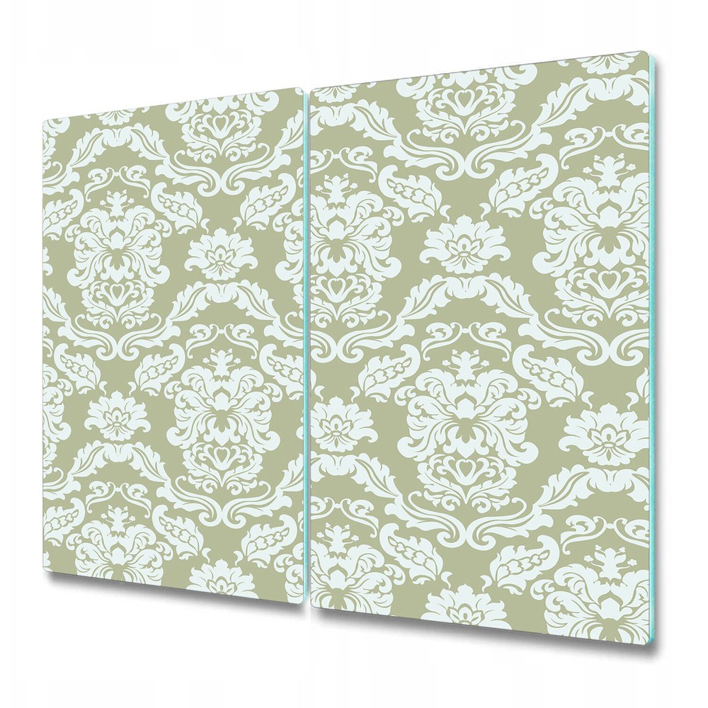 Tempered Glass Worktop protector Floral ornament lilies green & white photo