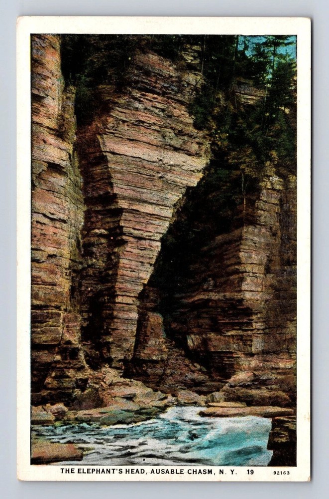 AuSable Chasm NY-New York, Elephant's Head, Antique Vintage Souvenir Postcard