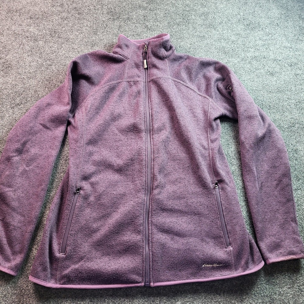 Eddie Bauer Womens L Purple Full Zip Fleece Jacket Outdoor Lightweight