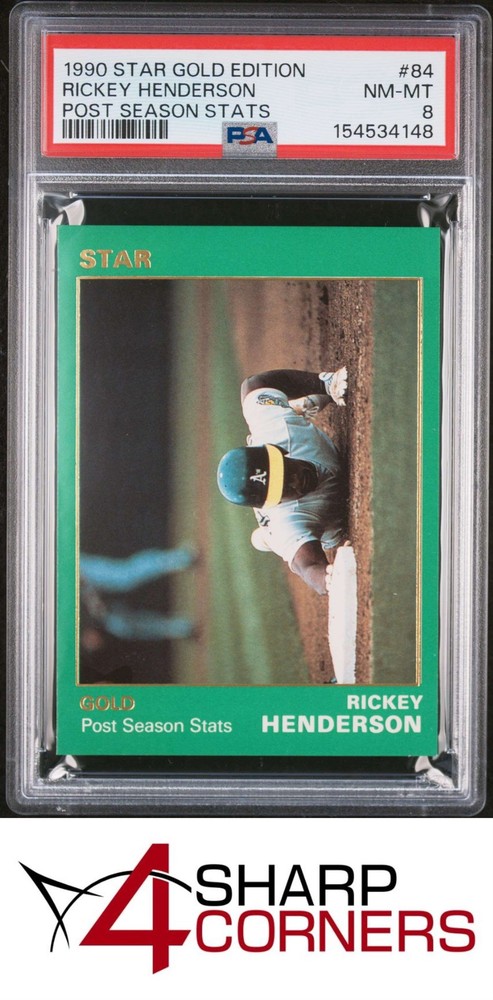 1990 Star Gold Edition #84 Rickey Henderson Hof Post Season Stats Pop 2 Psa 8Get unbeatable industry-low consignment rates at 4SC!