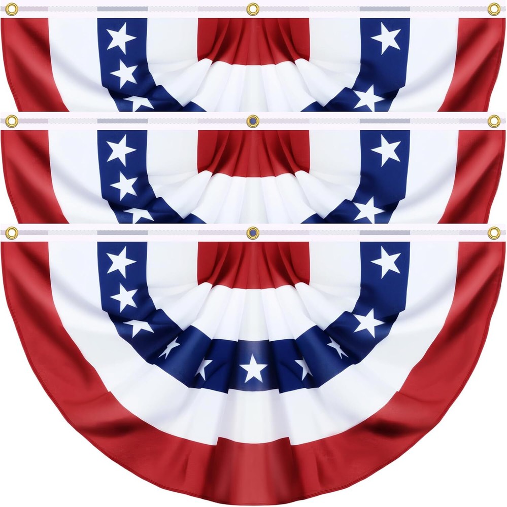 American Bunting Flag 4th of July USA Pleated Fan Flag Banner Independence Day