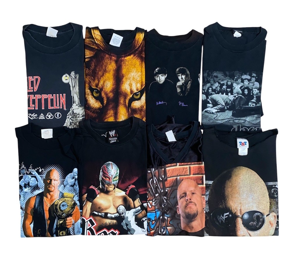 Men's Wholesale Lot of 8 Vintage Single Stitch Graphic T-shirts L-3XL wwf