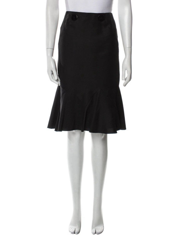 VALENTINO Women’s Black 100% Silk Knee Length Skirt Size M US6 IT42