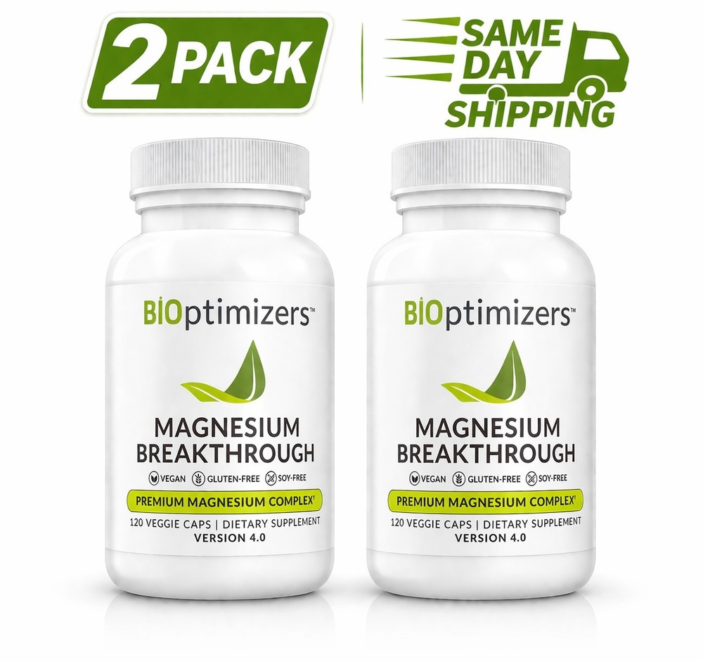2 Pack BiOptimizers Magnesium Breakthrough 60 Capsules 7 Forms High Absorption