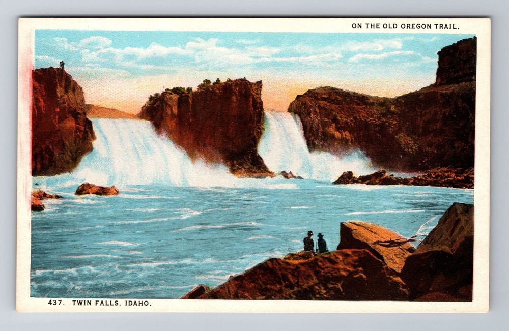 Twin Falls ID-Idaho, On The Old Oregon Trail, Antique, Vintage Souvenir Postcard
