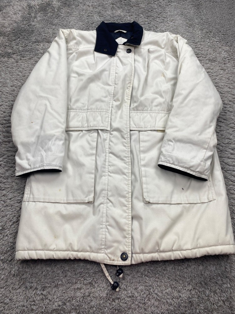 Vtg Pacific Trail Jacket Women Medium White Lined Parka Trench Chore Coat Y2K