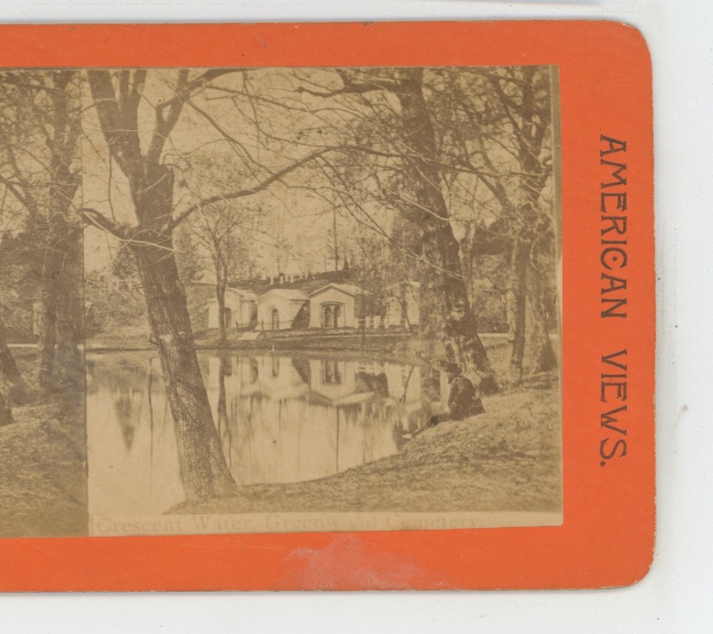 Crescent Water Greenwood Cemetery NY New York Stereoview