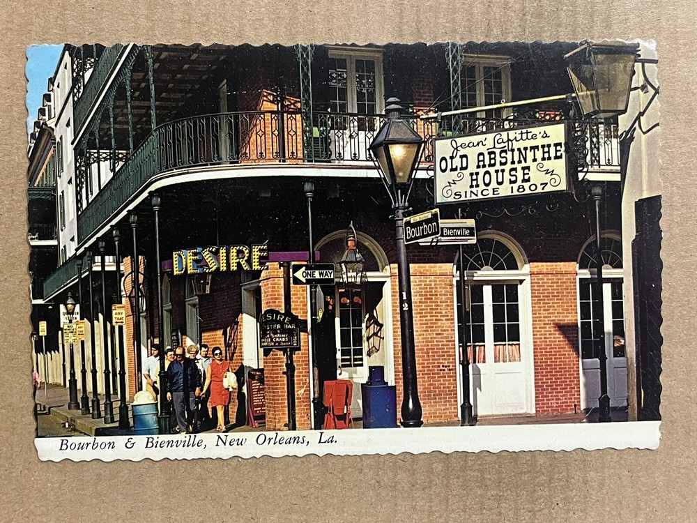 Postcard New Orleans Louisiana Old Absinthe House Bourbon Bienville Oyster Bar-image