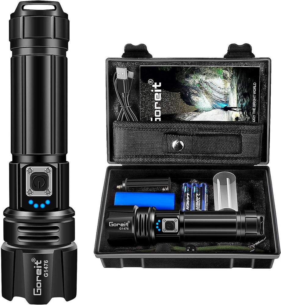 Flashlight High Lumens Rechargeable, 990,000 Lumen Led Flashlights XHP70.2 USB S