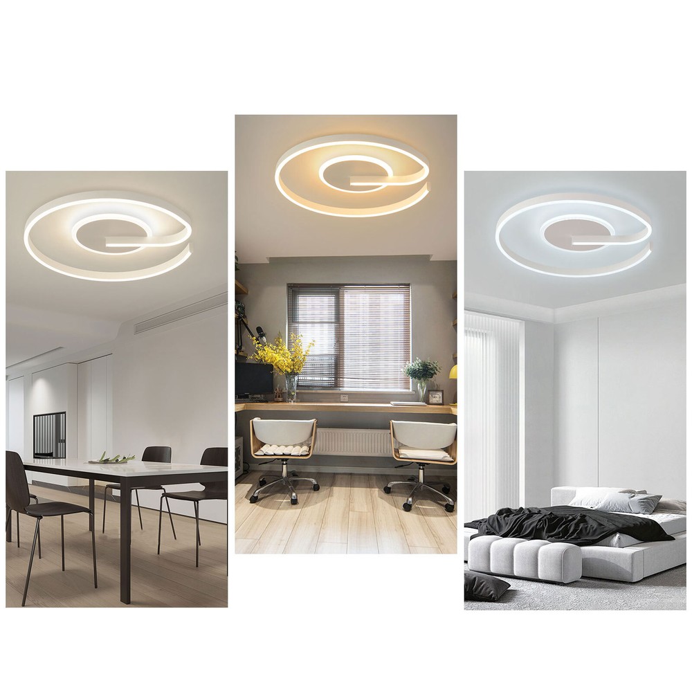 Modern 35W Round Dimmable LED Ceiling Light with Remote for Living Dining Room