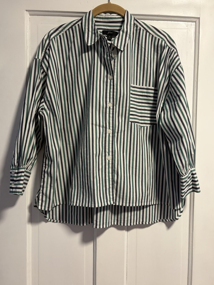 J. Crew women’s Small oversized striped button down blouse
