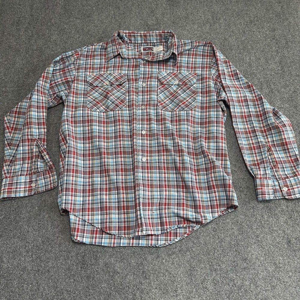 Vintage 70s JC Penney Big Mac Long Sleeve Plaid Flannel Shirt XL RED White  USA