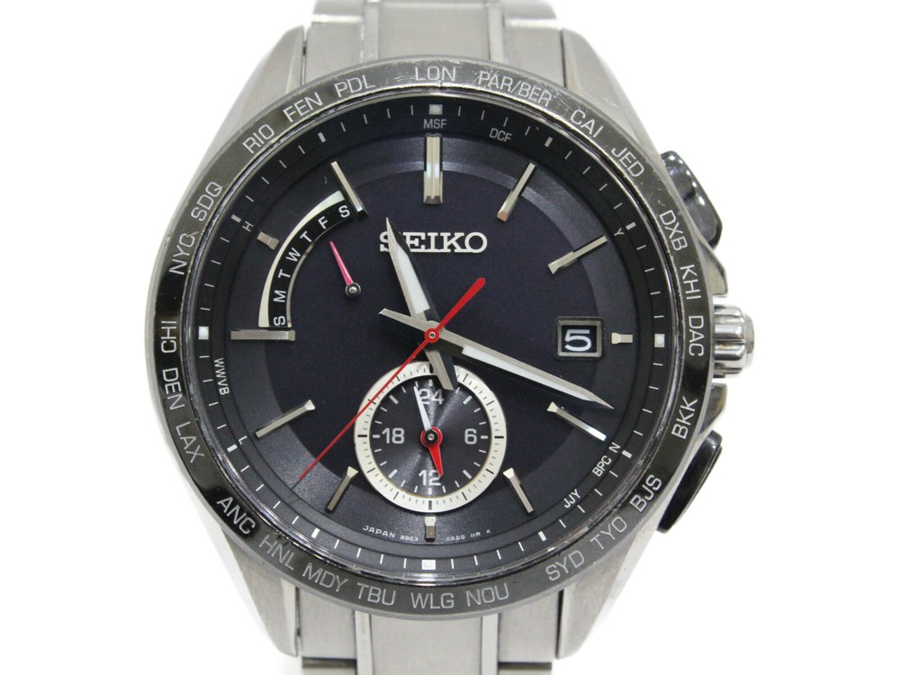 Seiko Brightz SAGA241 Solar Titanium Black Men's Watch - Used Good Condition