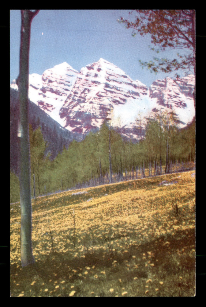 Rio Grande Maroon Bells Peak Mountains Aspen Colorado CO Unp Postcard