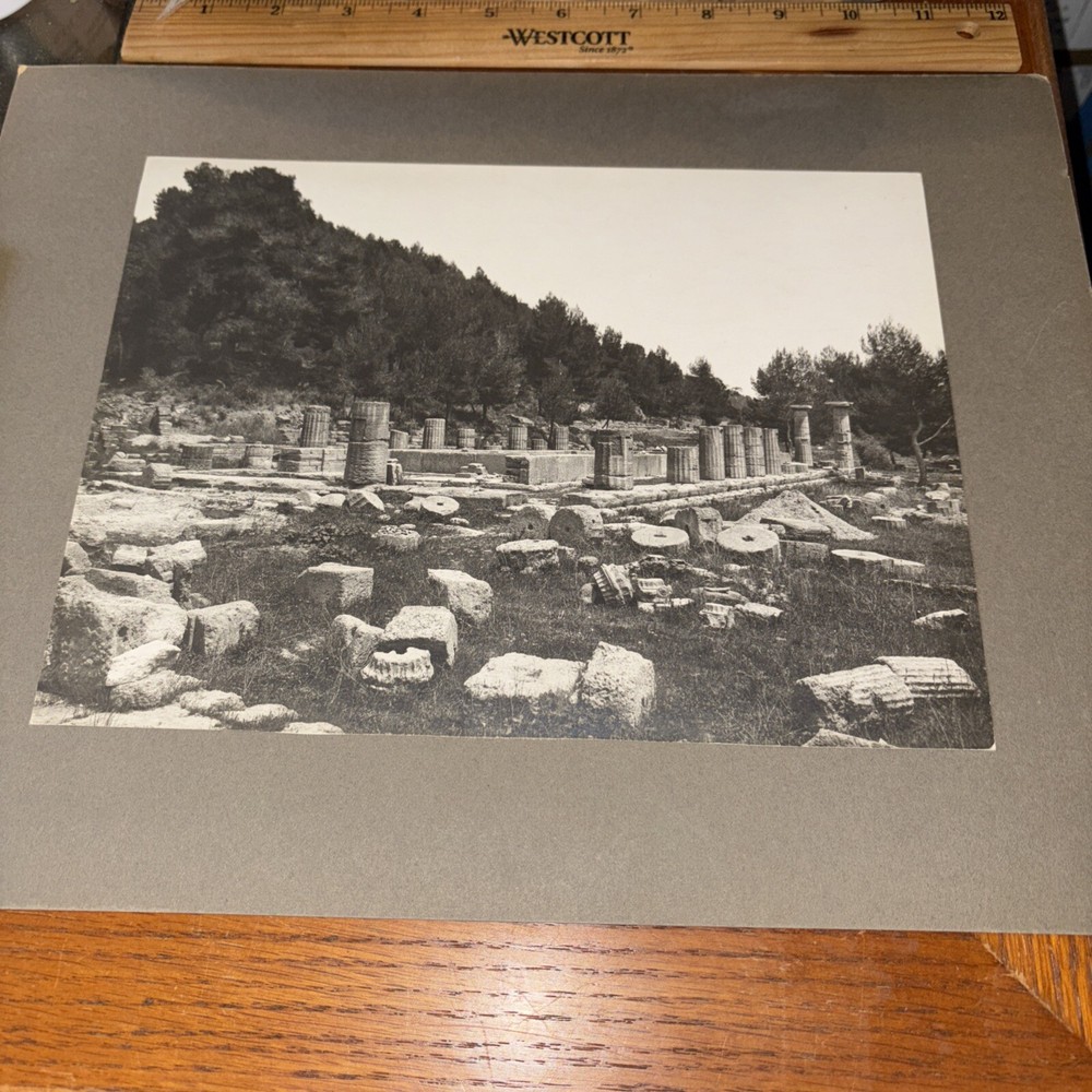 Temple of Hera Ruins Olympia Greece Antique Mounted Greek Architecture Photo