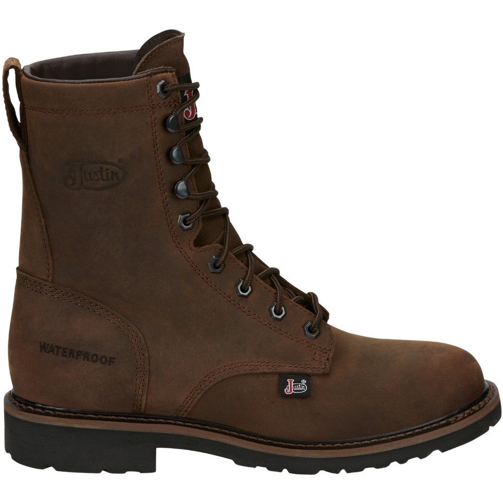 Justin Original 8-Inch Soft Toe Drywall Electrical Work Boots for Men in Brown