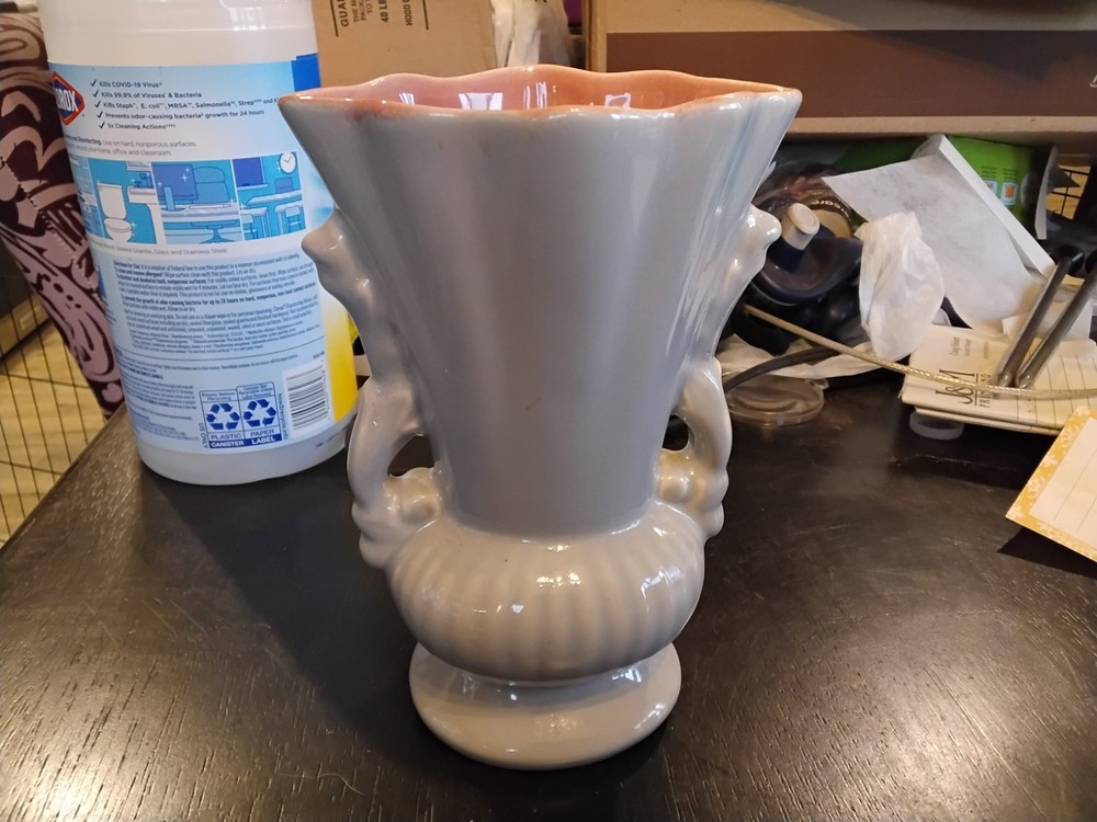 Red Wing Stoneware Pottery Number 1354 Grey And Pink Vase