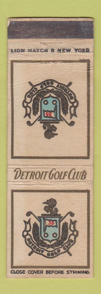 Matchbook Cover - Detroit Golf Club MI WEAR