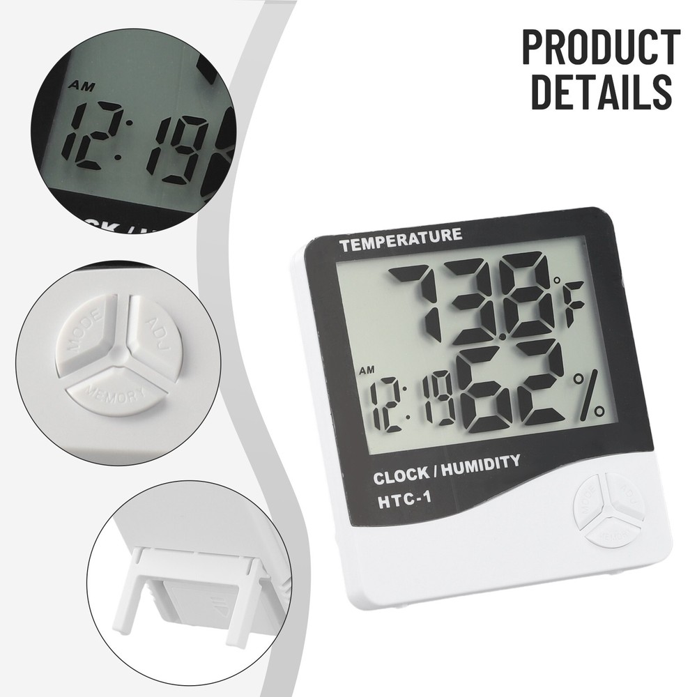 Accurate Indoor Hygrometer Thermometer with Alarm Clock and LCD Display-image