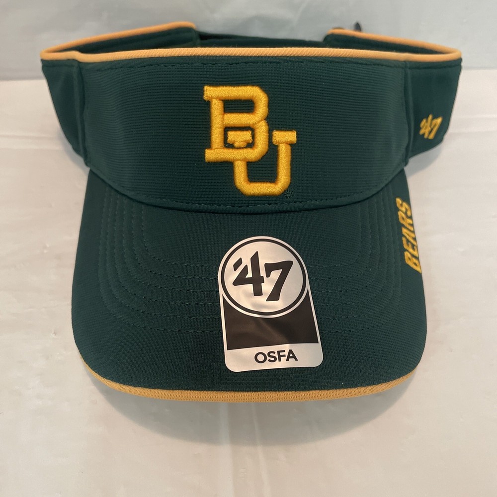 BAYLOR BEARS Visor ‘47 Brand OSFA Green & Yellow Gold Adjustable Cap Hat NCAA..