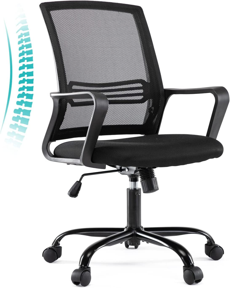 Ergonomic Computer, Home Wheels, Mid Back Mesh Office Desk Rolling Swivel Task C